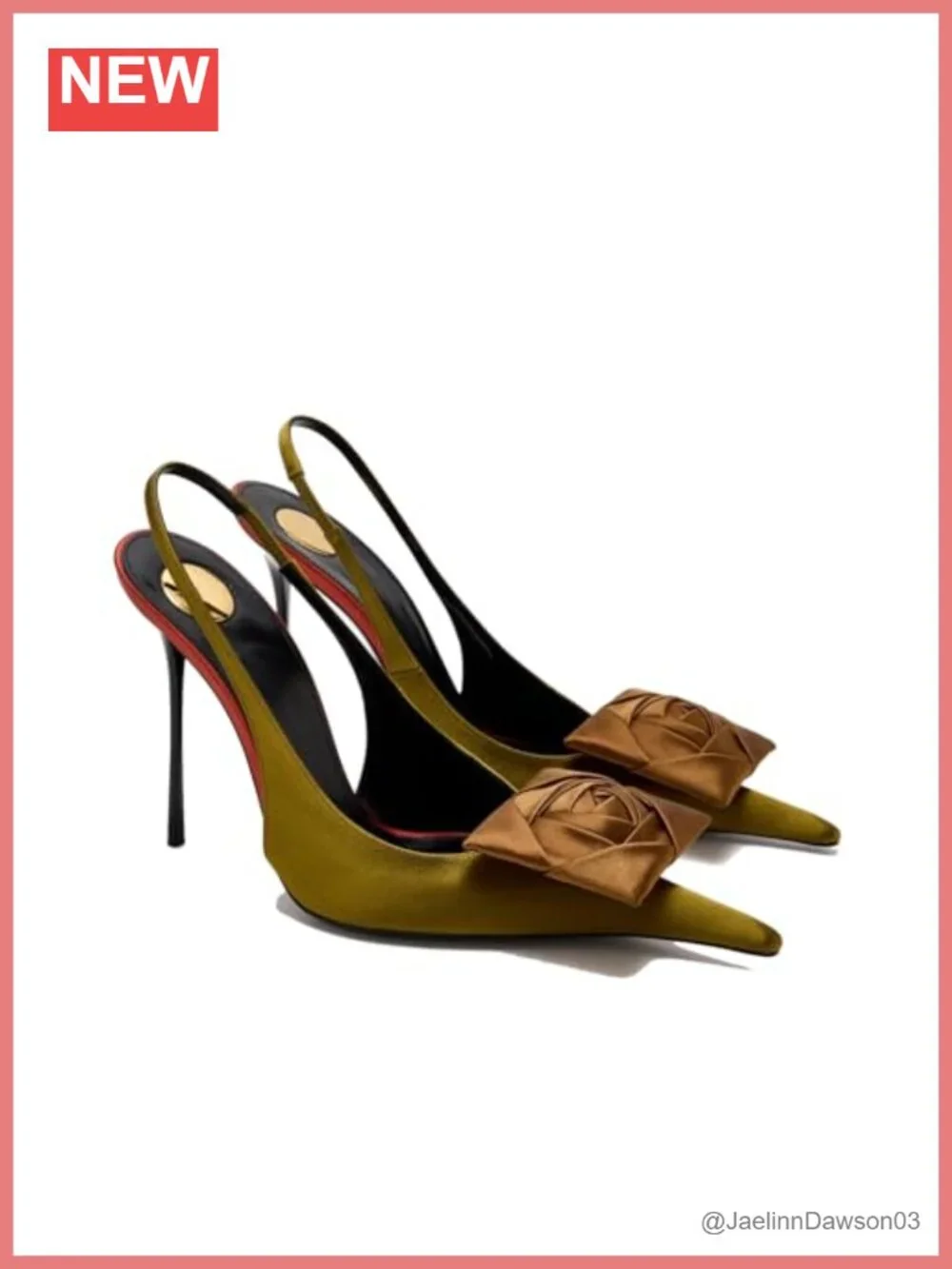 Satin Stiletto Pumps with Floral Appliqués Pointed Toe Slingback Heels 4.33in